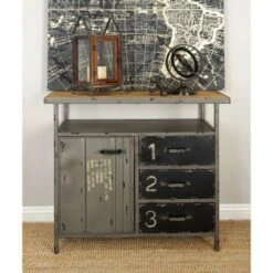 Gray Metal Industrial Cabinet With Numbers And Text - 17"W X 36"L X 32"H - Grey - Square
