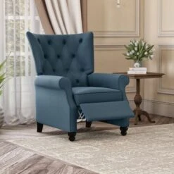 Copper Grove Plush Push-back Recliner Chair - Navy Blue -Baxton Acme Shop 00964cf3 3018 4a3d 8dad 8893bcfe5eee