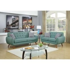 Linen-Like 2 Piece Sofa And Loveseat Set - Grey -Baxton Acme Shop 00992fd0 9b09 4145 85db 63a0f63162c0