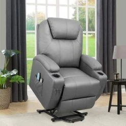 Power Lift Recliner PU Leather With Massage And Heating - Brown -Baxton Acme Shop 0146de7e 4cb2 4767 b3f1 7a2774dcd85c