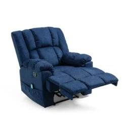 Coosa Indoor Pillow Tufted Massage Recliner By Christopher Knight Home - Black + Navy Blue -Baxton Acme Shop 01b6a11f c910 4891 bf6b 6eec1f831706