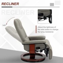 HomCom Faux Leather Adjustable Manual Swivel Base Recliner Chair With Comfortable And Relaxing Footrest - Brown -Baxton Acme Shop 01be198b f08a 42fa 9414 4e64df3548b0
