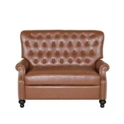 Trillium Faux Leather Oversized Recliner With Nailhead Trim By Christopher Knight Home - Espresso/ Cognac