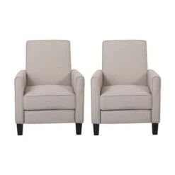 Darvis Recliners (Set Of 2) By Christopher Knight Home - Wheat + Dark Brown