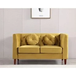 Fancher Kittleson Classic Chesterfield Loveseat - Black -Baxton Acme Shop 03105dd8 cbc9 4c2c ab3f 6803c10c2e7c