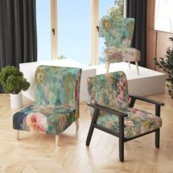 Designart "Flower Shower III" Upholstered Farmhouse Accent Chair - Arm Chair - Arm Chair -Baxton Acme Shop 034cb27e d198 41fd ab73 97608395e84e