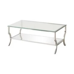 Rectangular Coffee Table With Mirrored Shelf Chrome -Baxton Acme Shop 03679b71 18ba 42aa a4d0 bdbba98c0041