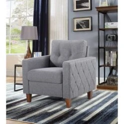 Gabrielo 35.2'' Linen Square Armchair - Dark Grey -Baxton Acme Shop 03be8bad de4b 4bef 91cc 2e25336ca634