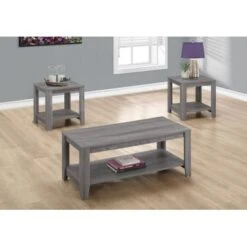 Table Set/ 3pcs Set/ Coffee/ End/ Side/ Accent/ Living Room/ Laminate/ Grey/ Transitional