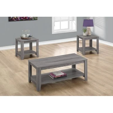 Table Set/ 3pcs Set/ Coffee/ End/ Side/ Accent/ Living Room/ Laminate/ Grey/ Transitional 3 Table Set/ 3pcs Set/ Coffee/ End/ Side/ Accent/ Living Room/ Laminate/ Grey/ Transitional