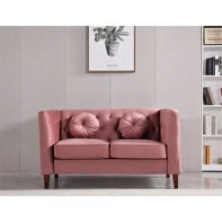 Fancher Kittleson Classic Chesterfield Loveseat - Dark Blue -Baxton Acme Shop 03dd870d f391 4ef9 bf63 392cabb7b4c9