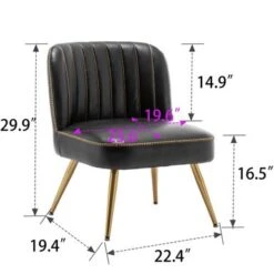 Accent Chairs For Living Room Set Of 2, Upholstered Leather Living Room Chairs Modern Corner Chair Armless Chair - Black -Baxton Acme Shop 04567e12 029b 48f8 aab6 6128a9e1a5c8