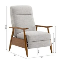 Taylor Wood Arm Push Back Recliner In Performance Fabric By Greyson Living - Sea Oat -Baxton Acme Shop 06cefa58 8cf0 446a b2ca 2aa92bbef0aa