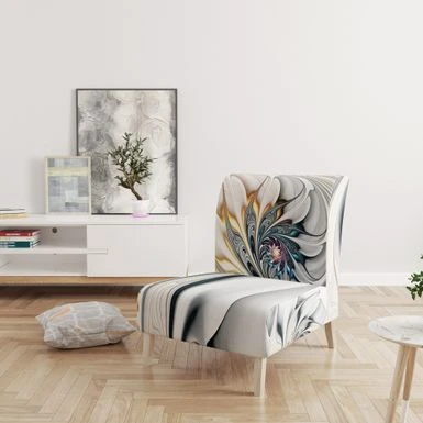 Designart 'White Stained Glass Floral' Upholstered Floral Accent Chair - Side Chairs 6 Designart 'White Stained Glass Floral' Upholstered Floral Accent Chair - Side Chairs - Image 4