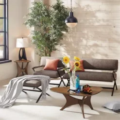 Rowan Triangle Wood Pecan Finish Coffee Table 9 Rowan Triangle Wood Pecan Finish Coffee Table -Baxton Acme Shop 07fece2a 5e03 418f bbec 7847c4a56c73