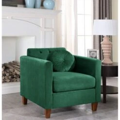 Lory Velvet Kitts Classic Chesterfield Living Room Seat-Sofa Loveseat And Chair - Green -Baxton Acme Shop 08859e87 bf11 4a7b 8129 0a08e94f924c