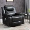 HOMCOM PU Leather Massage Recliner Chair, Swivel Rocker Sofa With Remote Control, Footrest, Padded Seat For Living Room - Black -Baxton Acme Shop 0917929f b504 40e4 bcd5 90d1905dba8b