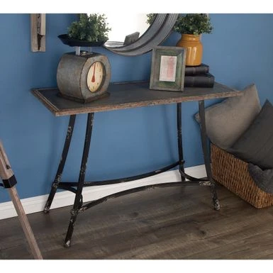 Brown Iron Farmhouse Console Table 30 X 43 X 16 - Brown - Metal 4 Brown Iron Farmhouse Console Table 30 X 43 X 16 - Brown - Metal - Image 2