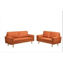 Rumaisa 2 Piece Faux Leather Foam Living Room Set - Dark Ocean Blue -Baxton Acme Shop 099d1055 a563 47e8 9713 e54ce3b339ec