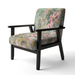 Designart "Flower Shower III" Upholstered Farmhouse Accent Chair - Arm Chair - Arm Chair