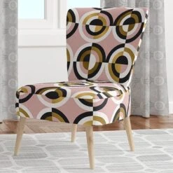 Designart "Abstract Geometric Circular Retro I" Upholstered Mid-Century Accent Chair - Arm Chair - Slipper Chair -Baxton Acme Shop 09d7ae37 bb62 4f20 bf34 d1d854b6c271