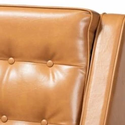 Baxton Studio Daley Tan Faux Leather And Walnut Finished Wood Lounge Armchair - Tan -Baxton Acme Shop 0a8dabca 5de4 4f34 9d7e a1fdca489304