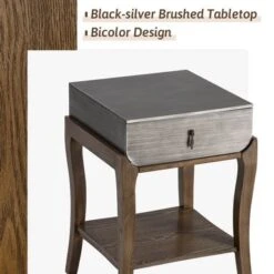 COSIEST Nightstands With 1-Drawer And Storage Shelf - Black-silver-2PCS -Baxton Acme Shop 0ab324b6 265a 400d bbdf a8444904c431