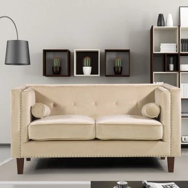 Kittleson 60'' Velvet Tuxedo Arm Loveseat - Grey 9 Kittleson 60'' Velvet Tuxedo Arm Loveseat - Grey - Image 7