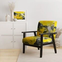 Designart "Yellow, White And Black Marbled Acrylic" Upholstered Modern Accent Chair - Arm Chair - Arm Chair -Baxton Acme Shop 0ab86a65 5560 4199 b08e e2a6b9037655