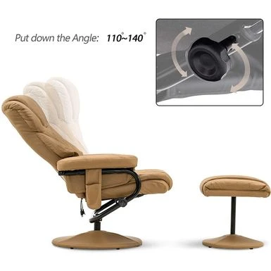 Mcombo Recliner With Ottoman, Massage 360 Swivel Leisure Chair Faux Leather 4901 - Cream White 20 Mcombo Recliner With Ottoman, Massage 360 Swivel Leisure Chair Faux Leather 4901 - Cream White - Image 18