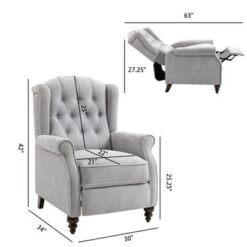 Clihome Push Back Reclining Chair - Grey -Baxton Acme Shop 0b012d24 4484 469a aa6f 7cc038950805