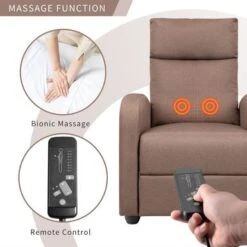 Fabric Recliner Chair Massage Recliner Sofa Chair Adjustable Reclining Chairs Home Theater Single Modern - Brown -Baxton Acme Shop 0b6edef0 366a 4535 88b7 72b5843b3240