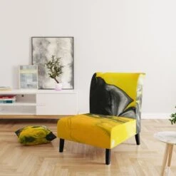 Designart "Yellow, White And Black Marbled Acrylic" Upholstered Modern Accent Chair - Arm Chair - Arm Chair -Baxton Acme Shop 0b82c234 c72e 4838 8a57 fe5be9c31435