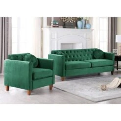 Persaud Kitts Classic Chesterfield Sofa And Chair Living Room Set - Black -Baxton Acme Shop 0d27a35f fef9 4338 be66 eec12137fbaf