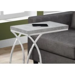 Accent Table/ C-shaped/ End/ Side/ Snack/ Living Room/ Bedroom/ Metal/ Laminate/ Grey/ Chrome/ Contemporary/ Modern -Baxton Acme Shop 0dbf8b07 d9a0 4888 9010 e15407e53216