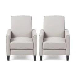 Darvis Recliners (Set Of 2) By Christopher Knight Home - Light Gray + Dark Brown