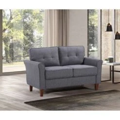 Kouchouk 54.5'' Linen Flared Arm Loveseat - Drak Grey -Baxton Acme Shop 0eebfb27 d1cf 44e5 b3ed fce9a1579984