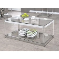 Claude Coffee Table With Lower Shelf Chrome And Clear