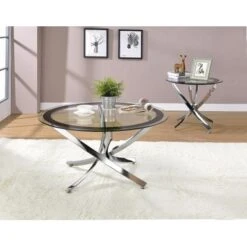 Glass Top Coffee Table Chrome And Black -Baxton Acme Shop 0f7c08f4 c178 4570 8a97 75cb2e8abb3e