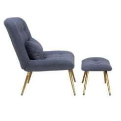 Porthos Home Quinn Accent Chair With Footrest And Pillow, Fabric Upholstery, Gold Legs - Blue -Baxton Acme Shop 0fbc5e33 e2f4 4571 b2a1 04870c1a6466