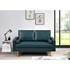 Rumaisa 2 Piece Faux Leather Foam Living Room Set - Dark Ocean Blue -Baxton Acme Shop 0ffe7fe4 66af 4e7e a9fa 36ecff0b6e9a