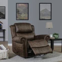 Copper Grove Dilsen Extra Large Rolled Arm Wall Hugger Recliner Chair - Saddle Brown -Baxton Acme Shop 100d321a a4bc 472c bace da0ea4ae4e2c