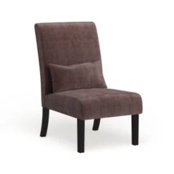 Porch & Den Vista Armless Chenille Accent Chair W/ Kidney Pillow - Red -Baxton Acme Shop 11f5cbc7 de8d 486d 84d2 2f0dd2f61502