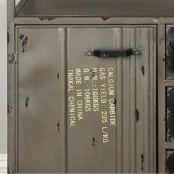 Gray Metal Industrial Cabinet With Numbers And Text - 17"W X 36"L X 32"H - Grey - Square -Baxton Acme Shop 12a9cc7e c7b5 40c6 b789 7c18a666c2cf