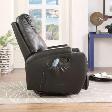 PU Upholstered Rocker Recliner With Swivel - Brown 7 PU Upholstered Rocker Recliner With Swivel - Brown - Image 5