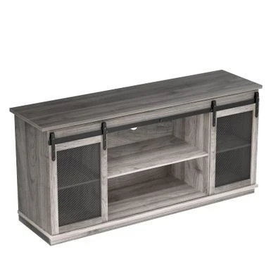 TV Stand 2 -shelf For TVs 32'' Up To 65'',Barn Door,Adjustable Shelf,Larger Storage Space - Espresso 7 TV Stand 2 -shelf For TVs 32'' Up To 65'',Barn Door,Adjustable Shelf,Larger Storage Space - Espresso - Image 5