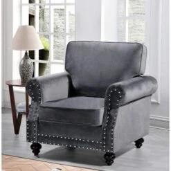 Suffield Velvet Nailhead Armchair - Black -Baxton Acme Shop 13d5d973 6ae8 464b a5dc c9712a20f230