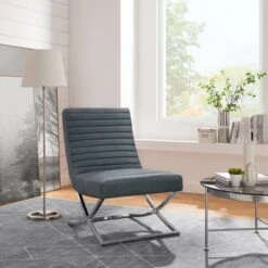 Art Leon Retro Armless Leather Chair - Real Leather - Brown -Baxton Acme Shop 147953a6 250c 4bcb af36 a6af84f48b8d