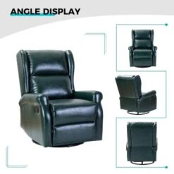 Baksoho Contemporary Leather Swivel Nursery Chair With Metal Base By HULALA HOME - GREY -Baxton Acme Shop 14a89897 d053 4926 a9cc 667db67a23ec