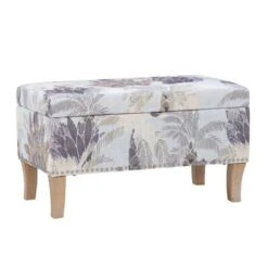 Salem Upholstered Storage Ottoman Green Leaf